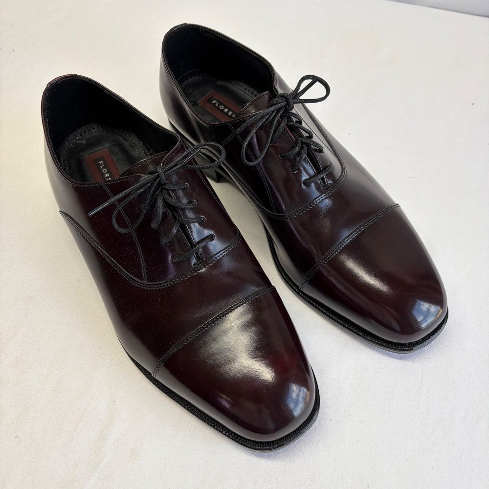 Florsheim Oxford Shoes Mens 11 W Burgundy Leather Cap Toe Dress Professional